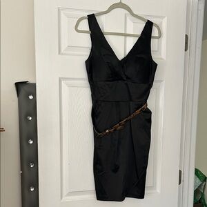 Bisou Bisou Black Mini Dress with Brown Belt